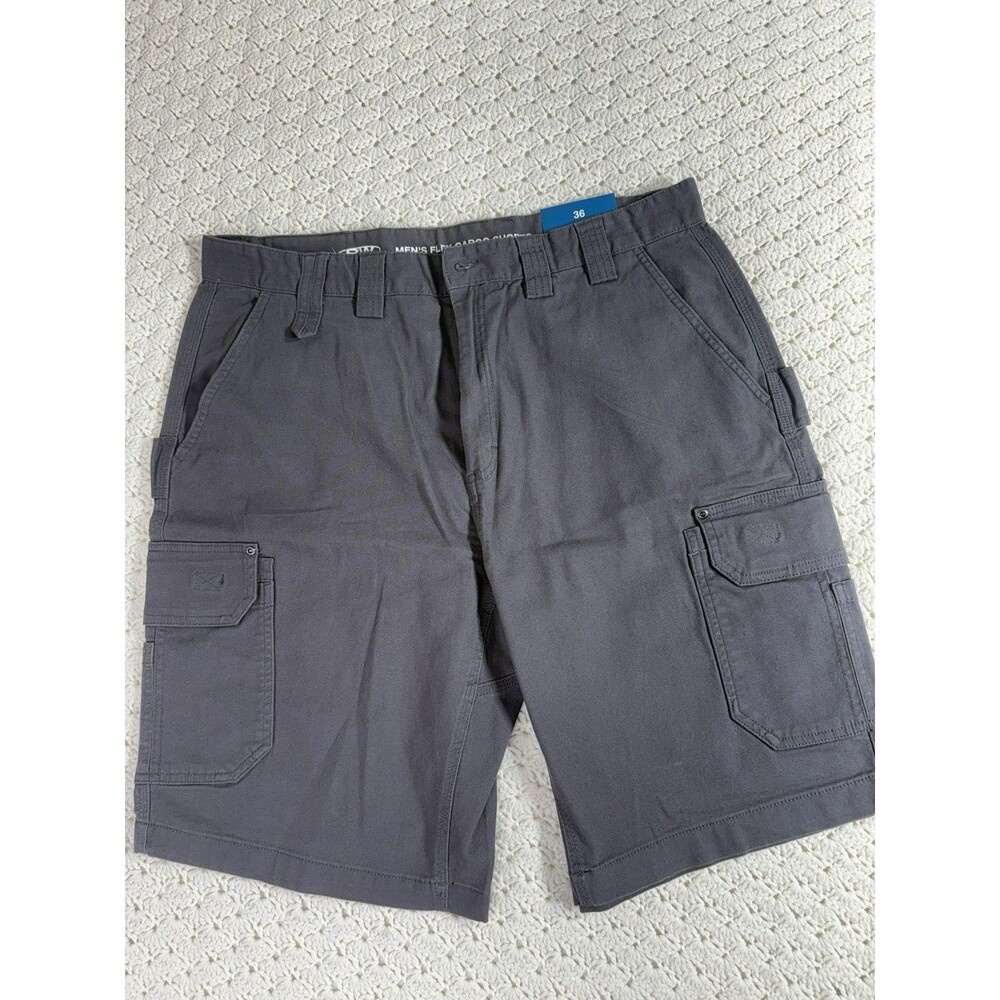 RW Rugged Wear 36 x 11" Men's Dark Grey Flex Cargo Shorts NEW